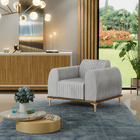 Kit 02 Poltronas Decorativas Base De Madeira E Pés D'ouro Mol