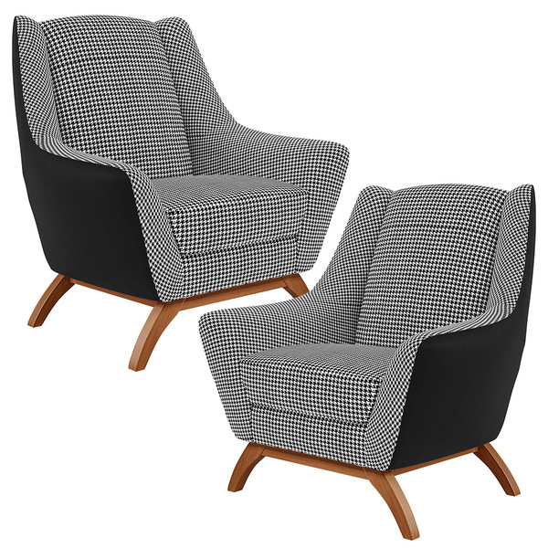 Kit 02 Poltronas Decorativas Base Em Madeira Juliet D02 Coran