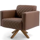 Kit 02 Poltronas Decorativas Base Giratória De Madeira Albert