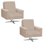 Kit 02 Poltronas Decorativas Beatriz Suede Bege com Base Gira