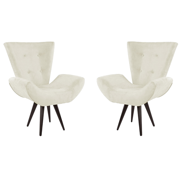 Kit 02 Poltronas Decorativas Bella Suede Bege Para Sala E Qua