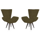 Kit 02 Poltronas Decorativas Bella Suede Marrom Para Sala E Q