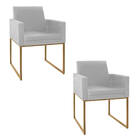 Kit 02 Poltronas Decorativas Bellinha Base De Ferro Dourado C