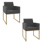 Kit 02 Poltronas Decorativas Bellinha Base De Ferro Dourado C