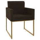 Kit 02 Poltronas Decorativas Bellinha Base De Ferro Dourado C