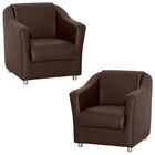 Kit 02 Poltronas Decorativas Bia Com Pés De Alumínio Corino M