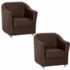 Kit 02 Poltronas Decorativas Bia Com Pés De Alumínio Corino M