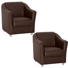 Kit 02 Poltronas Decorativas Bia Com Pés De Alumínio Corino M