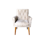 Kit 02 Poltronas Decorativas Bia Com Pés Palito Suede Bege