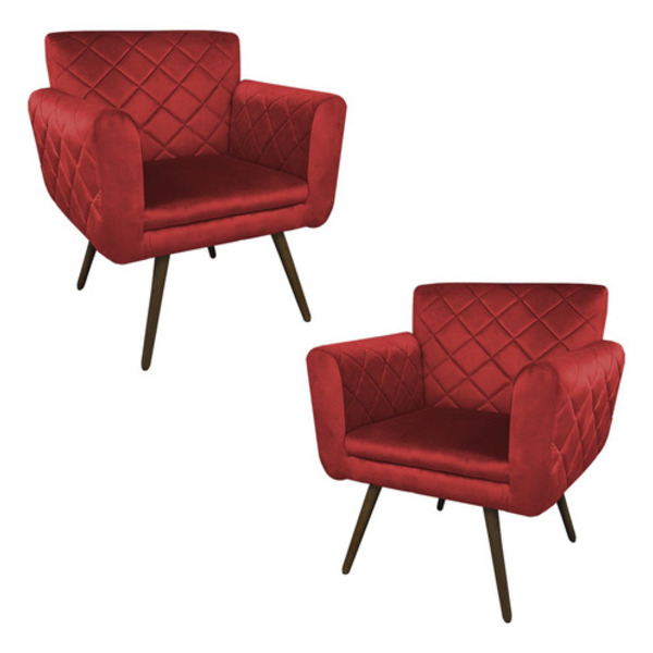 Kit 02 Poltronas Decorativas Bordadas Atenas Para Sala E Quar