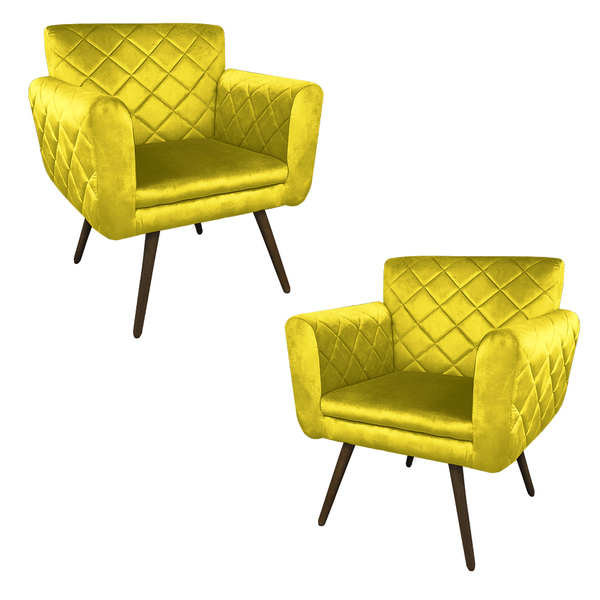 Kit 02 Poltronas Decorativas Bordadas Atenas Para Sala E Quar