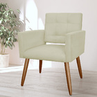 Kit 02 Poltronas Decorativas Camila Pés Palito Suede Bege - D