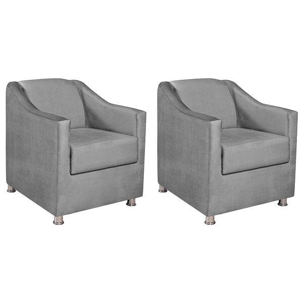 Kit 02 Poltronas Decorativas Catar Suede -  Amarena Móveis -