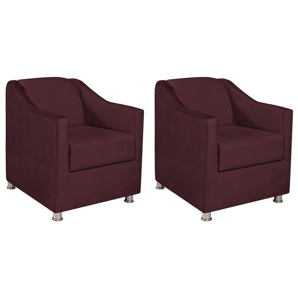 Kit 02 Poltronas Decorativas Catar Suede -  Doce Sonho Móveis