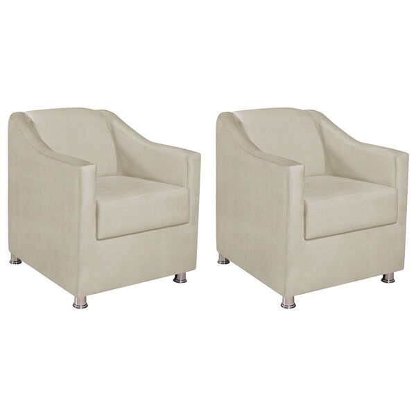 Kit 02 Poltronas Decorativas Catar Suede -  Doce Sonho Móveis