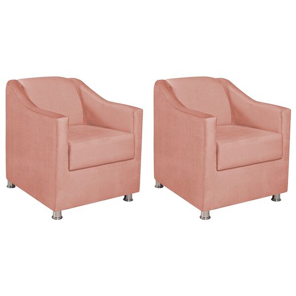 Kit 02 Poltronas Decorativas Catar Suede -  Doce Sonho Móveis