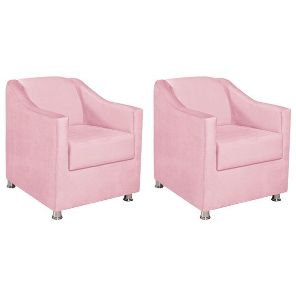 Kit 02 Poltronas Decorativas Catar Suede -  Doce Sonho Móveis