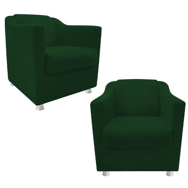 Kit 02 Poltronas Decorativas Catar Suede Verde - Amarena Móve