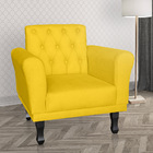 Kit 02 Poltronas Decorativas Classic Pés Luis Xv Suede Amarel