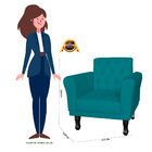 Kit 02 Poltronas Decorativas Classic Pés Luis Xv Suede Azul T