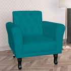 Kit 02 Poltronas Decorativas Classic Pés Luis Xv Suede Azul T