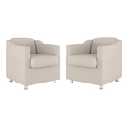 Kit 02 Poltronas Decorativas Clinica Tecido Suede Balaqui Bege