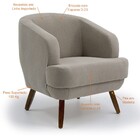 Kit 02 Poltronas Decorativas Com Pés De Madeira Tamara D02 Li