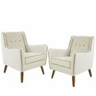 Kit 02 Poltronas Decorativas Com Pés De Madeira Taroba D02 Al