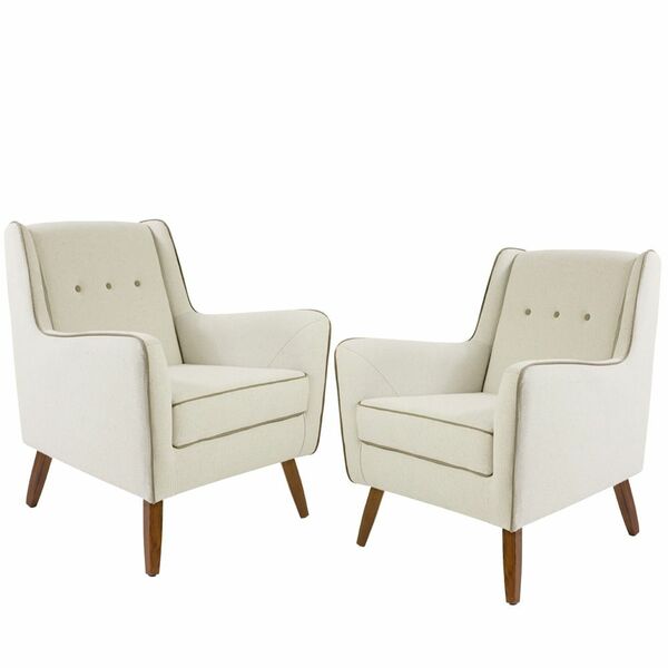 Kit 02 Poltronas Decorativas Com Pés De Madeira Taroba D02 Al