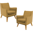 Kit 02 Poltronas Decorativas Com Pés De Madeira Taroba D02 Ve