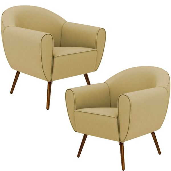 Kit 02 Poltronas Decorativas Com Pés Palito Nina D02 Corano B