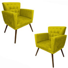 Kit 02 Poltronas Decorativas Dália Para Sala E Quarto Pés Pal