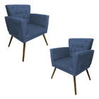 Kit 02 Poltronas Decorativas Dália Para Sala E Quarto Pés Pal