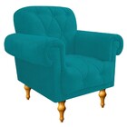 Kit 02 Poltronas Decorativas Dani Suede Azul Turquesa - Amare
