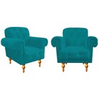 Kit 02 Poltronas Decorativas Dani Suede Azul Turquesa - Amare