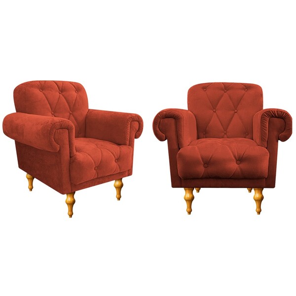 Kit 02 Poltronas Decorativas Dani Suede Terracota - Amarena M