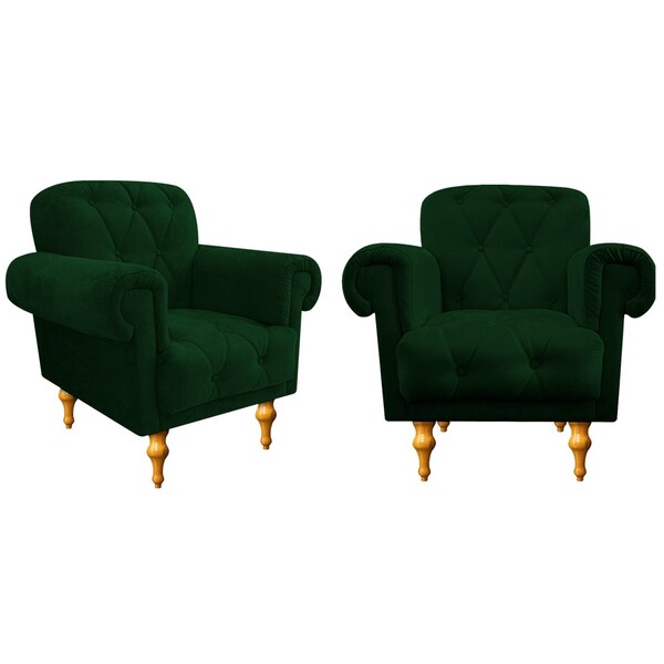 Kit 02 Poltronas Decorativas Dani Suede Verde - Amarena Móveis