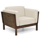 Kit 02 Poltronas Decorativas De Madeira Kauai Canela Linho Mi