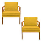 Kit 02 Poltronas Decorativas Elizabeth E01 Base Madeira Coran