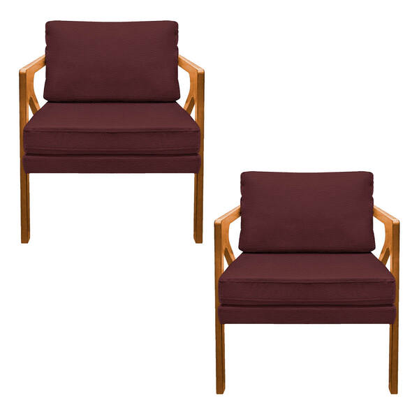 Kit 02 Poltronas Decorativas Elizabeth E01 Base Madeira Coran