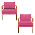 Kit 02 Poltronas Decorativas Elizabeth E01 Base Madeira Coran