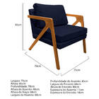 Kit 02 Poltronas Decorativas Elizabeth E01 Base Madeira Coran