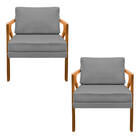 Kit 02 Poltronas Decorativas Elizabeth E01 Base Madeira Coran