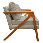 Kit 02 Poltronas Decorativas Elizabeth E01 Base Madeira Linho