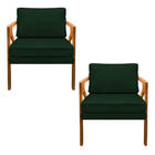 Kit 02 Poltronas Decorativas Elizabeth E01 Base Madeira Suede