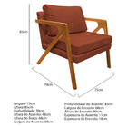 Kit 02 Poltronas Decorativas Elizabeth E01 Base Madeira Suede