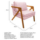 Kit 02 Poltronas Decorativas Elizabeth E01 Base Madeira Suede