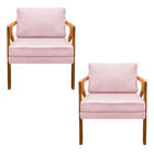 Kit 02 Poltronas Decorativas Elizabeth E01 Base Madeira Suede