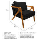 Kit 02 Poltronas Decorativas Elizabeth E01 Base Madeira Suede