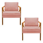 Kit 02 Poltronas Decorativas Elizabeth E01 Base Madeira Suede